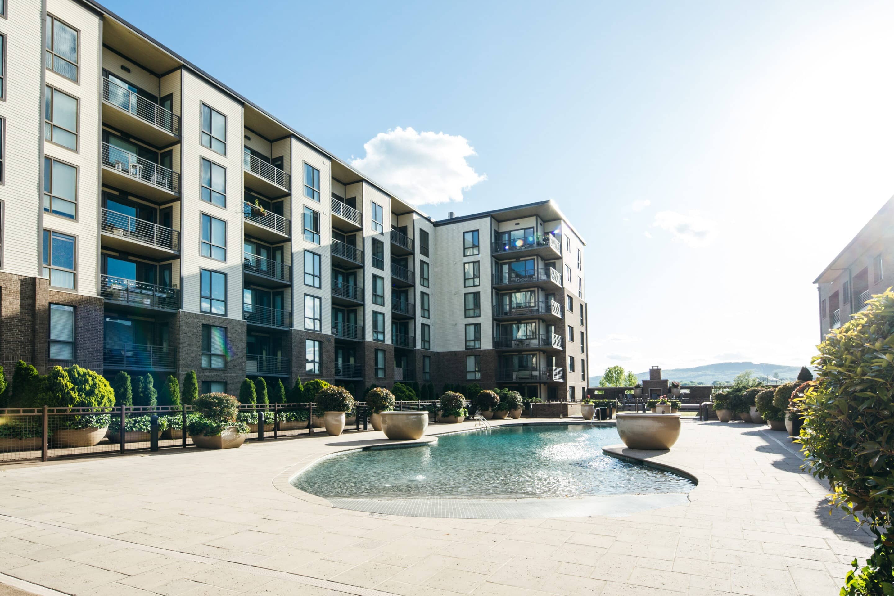 Apartment Complex Buildings and Pool multi-tenant access control building